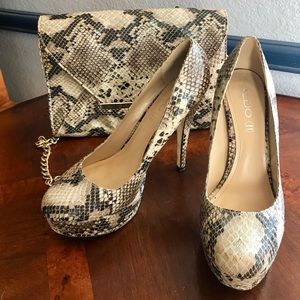 Matching Aldo heels and clutch